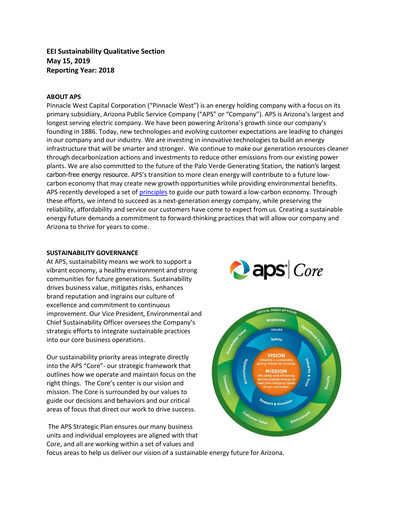 Thumbnail Pinnacle West Capital
 ESG Report 2018