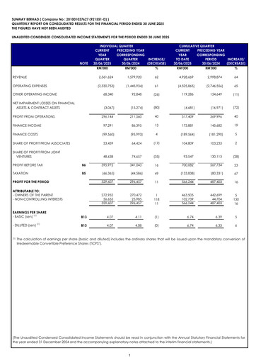 Thumbnail Sunway Quarterly Report 2025-q2