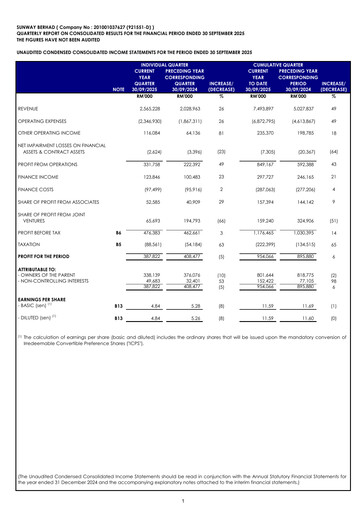 Thumbnail Sunway Quarterly Report 2025-q3