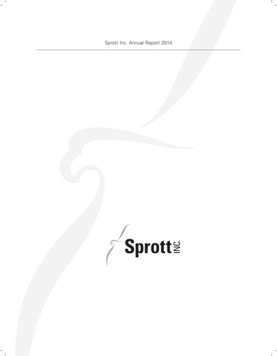 Thumbnail Sprott Inc Annual Report 2014