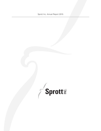 Thumbnail Sprott Inc Annual Report 2015