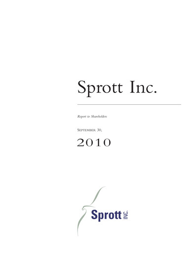 Thumbnail Sprott Inc Quarterly Report 2010-q3