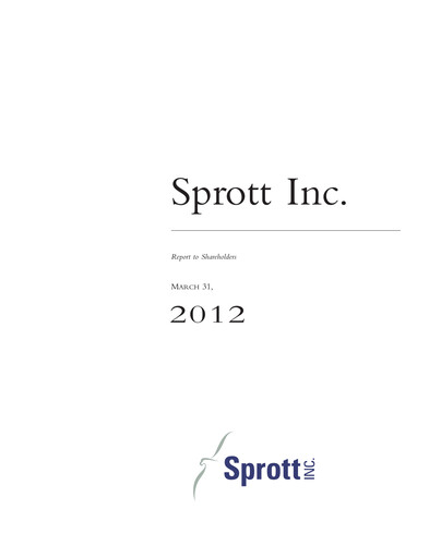 Thumbnail Sprott Inc Quarterly Report 2012-q1