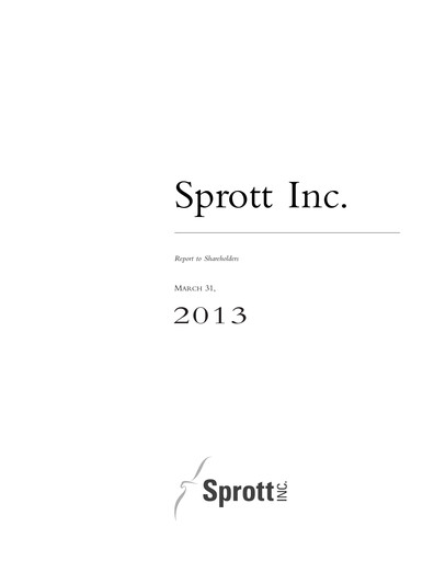 Thumbnail Sprott Inc Quarterly Report 2013-q1