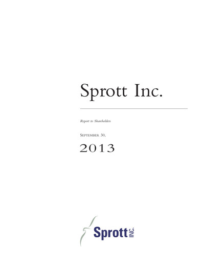 Thumbnail Sprott Inc Quarterly Report 2013-q3