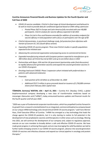 Vorschaubild Curevac Finanzbericht 2020
