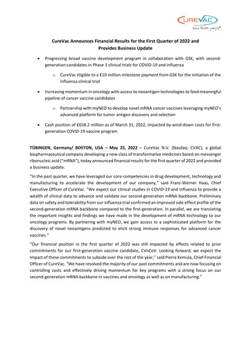 Thumbnail Curevac Quarterly Report 2022-q1