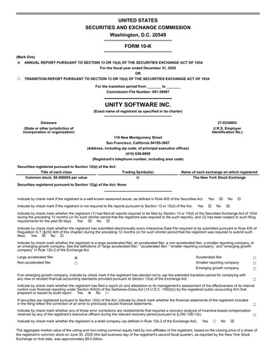 Thumbnail Unity Software Annual Report 2025