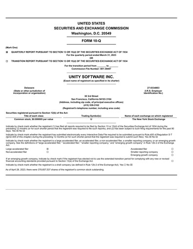 Thumbnail Unity Software Quarterly Report 2023-q1