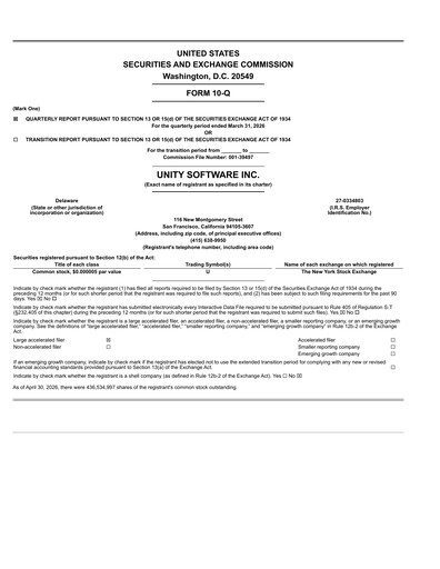 Thumbnail Unity Software Quarterly Report 2026-q1