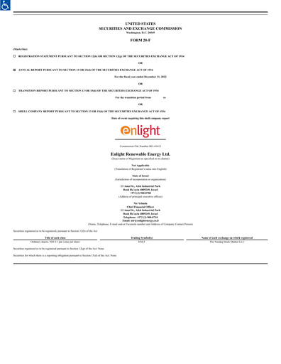 Miniature Enlight Renewable Energy Rapport annuel 2022