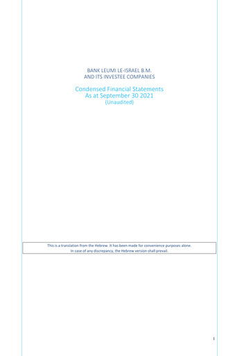 Thumbnail Bank Leumi
 Quarterly Report 2021-q3