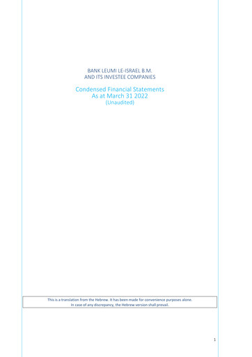 Thumbnail Bank Leumi
 Quarterly Report 2022-q1