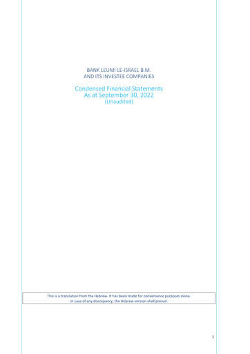 Thumbnail Bank Leumi
 Quarterly Report 2022-q3
