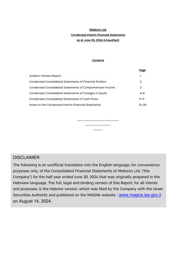 Vorschaubild Melisron Finanzmitteilung 2024-h1