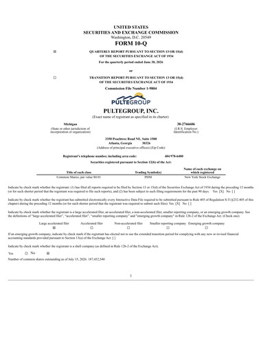 Thumbnail PulteGroup Quarterly Report 2026-q2