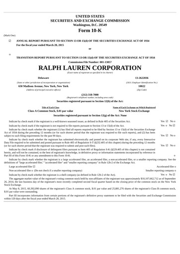 Thumbnail Ralph Lauren Annual Report 2015