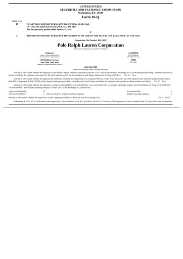 Thumbnail Ralph Lauren Quarterly Report 2011-q3