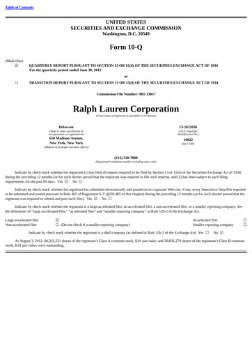 Thumbnail Ralph Lauren Quarterly Report 2013-q1