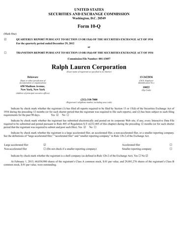 Thumbnail Ralph Lauren Quarterly Report 2013-q3