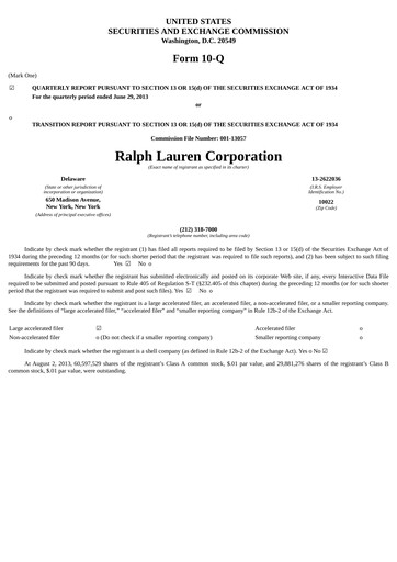 Thumbnail Ralph Lauren Quarterly Report 2014-q1