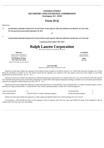 Thumbnail Ralph Lauren Quarterly Report 2014-q2