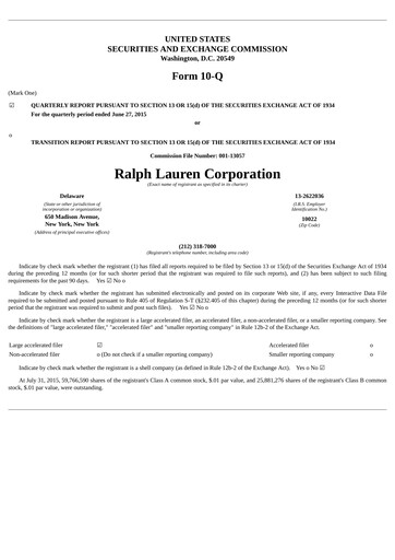 Thumbnail Ralph Lauren Quarterly Report 2016-q1