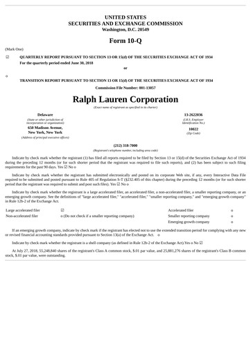 Thumbnail Ralph Lauren Quarterly Report 2019-q1