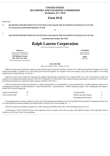 Thumbnail Ralph Lauren Quarterly Report 2019-q2