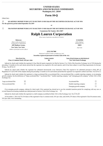 Thumbnail Ralph Lauren Quarterly Report 2020-q2