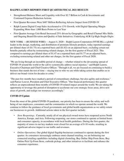 Thumbnail Ralph Lauren Quarterly Report 2021-q1