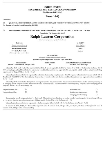 Thumbnail Ralph Lauren Quarterly Report 2021-q2