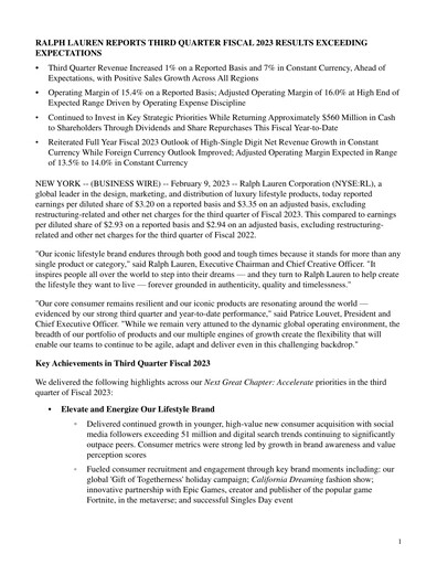 Thumbnail Ralph Lauren Quarterly Report 2023-q3
