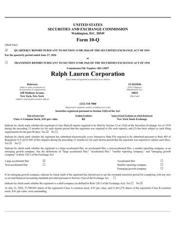 Thumbnail Ralph Lauren Quarterly Report 2027-q1