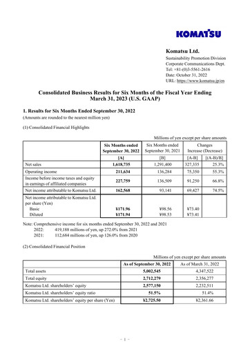 Thumbnail Komatsu Half-year Report 2022-h1