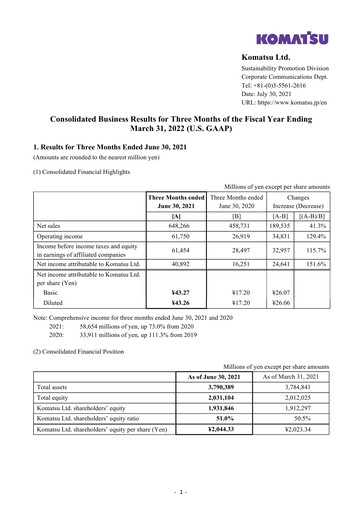 Thumbnail Komatsu Quarterly Report 2021-q1