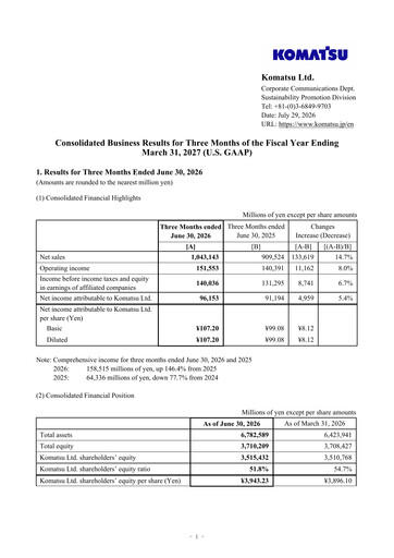 Thumbnail Komatsu Quarterly Report 2027-q1