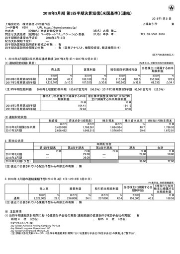 Thumbnail Komatsu Quarterly Report 2018-q3