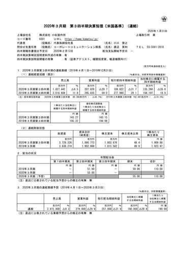 Thumbnail Komatsu Quarterly Report 2020-q3