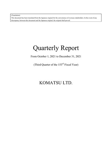 Thumbnail Komatsu Quarterly Report 2021-q3