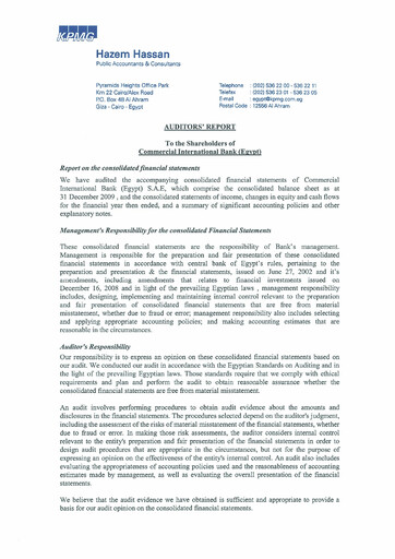 Vorschaubild Commercial International Bank Finanzmitteilung 2009