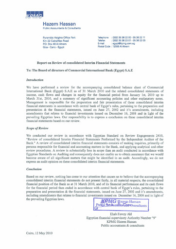 Thumbnail Commercial International Bank Financial Statement 2010-q1