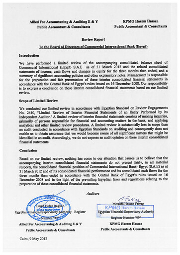 Thumbnail Commercial International Bank Financial Statement 2012-q1