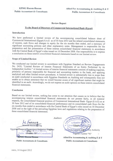 Thumbnail Commercial International Bank Financial Statement 2012-q2