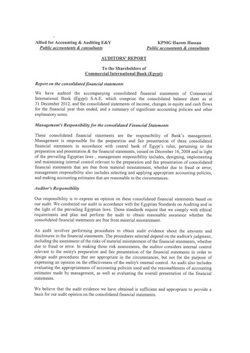 Vorschaubild Commercial International Bank Finanzmitteilung 2012