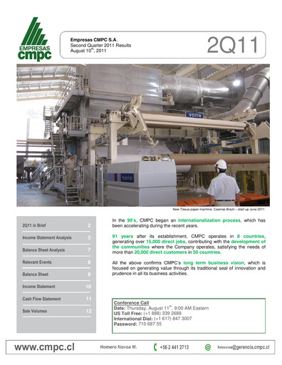 Miniature Empresas CMPC Rapport trimestriel 2011-q2