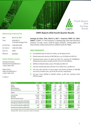 Miniature Empresas CMPC Rapport trimestriel 2016-q4