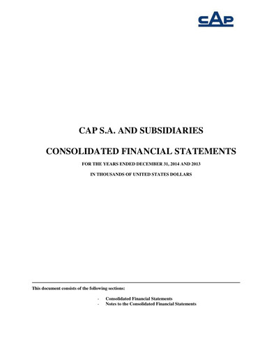 Thumbnail Compañía de Acero del Pacífico
 Financial Statement 2014