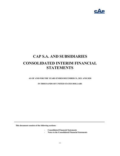 Thumbnail Compañía de Acero del Pacífico
 Financial Statement 2021