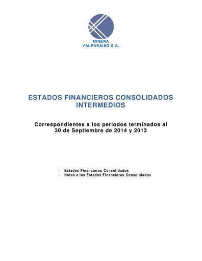 Thumbnail Minera Valparaíso Quarterly Report 2014-q3